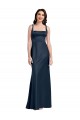 Cheapest Square Neck A-Line Long Stretch Satin Prom Dress with Wide Straps UK