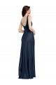 Cheapest Square Neck A-Line Long Stretch Satin Prom Dress with Wide Straps UK