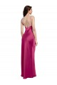 Cheapest V-Neck Spaghetti Straps Slim Stretch Satin Prom Dress with Low Scoop Back UK