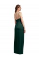 Cheapest Sleek Straight Neckline Long Wrap Stretch Satin Prom Dress with Angled Pleats UK