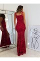 Cheapest Square Neck Sleeveless Long Velvet Sequin Prom Dress with Slit UK