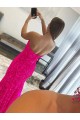 Cheapest Strapless Sleeveless Long Sweep Train Velvet Sequin Prom Dress with Side Slit UK