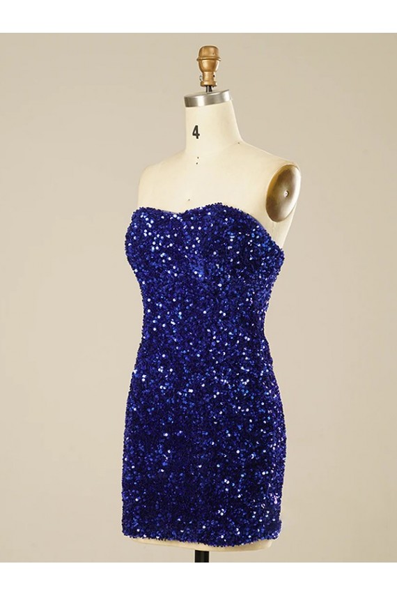 Cheapest Short Sweetheart Velvet Sequin Prom Dress UK