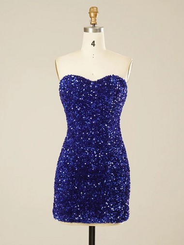 Cheapest Short Sweetheart Velvet Sequin Prom Dress UK