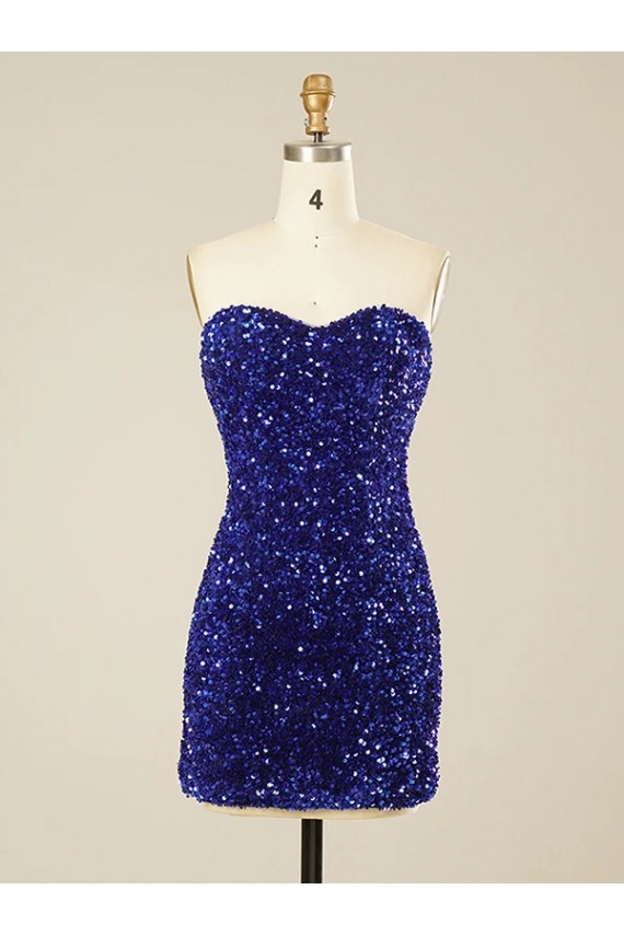 Cheapest Short Sweetheart Velvet Sequin Prom Dress UK