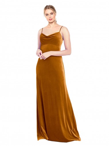 Cheapest Long Velvet Cowl Neck Slip Prom Dress UK