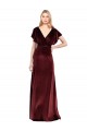 Cheapest Flutter Sleeves Open Back Long Velvet Prom Dress UK