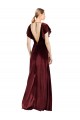 Cheapest Flutter Sleeves Open Back Long Velvet Prom Dress UK