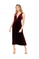 Cheapest Daring Plunging V-Neckline Short Midi Length Velvet Cocktail Prom Dress / Homecoming Dress UK