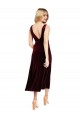 Cheapest Daring Plunging V-Neckline Short Midi Length Velvet Cocktail Prom Dress / Homecoming Dress UK