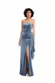 Cheapest Strapless Velvet Maxi Prom Dress with Draped Skirt UK