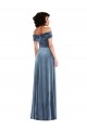 Cheapest Draped Cuff Off the Shoulder Velvet Maxi Prom Dress with Pockets UK