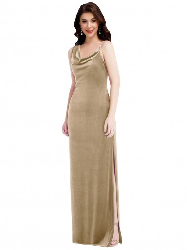 Cheapest Asymmetrical One Shoulder Velvet Maxi Slip Prom Dress UK