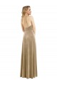 Cheapest High Neck Halter Open Back Long Velvet Maxi Prom Dress with Pockets UK