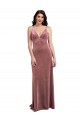 Cheapest Low Scoop Back Long V-Neck Velvet Slip Prom Dress UK