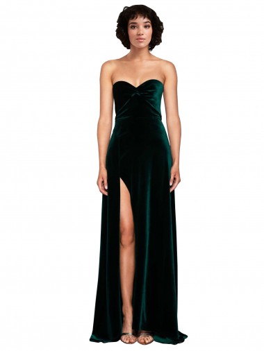 Cheapest Sweetheart Fluid Velvet Prom Dress with High Split UK